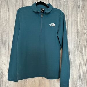 The North Face Pullover Textured Cap Rock Fleece 1/4 Zip Mens Small Mallard Blue